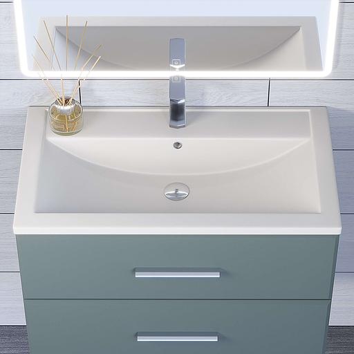 Раковина кварцевая для ванной Uperwood Foster Quartz 80 см, белая матовая, жасмин фото 2