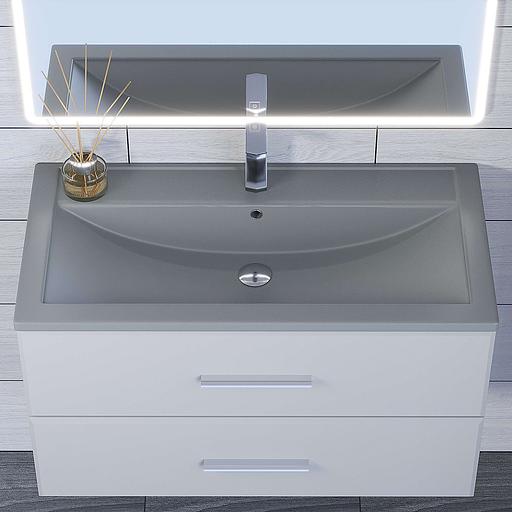 Раковина кварцевая для ванной Uperwood Foster Quartz 80 см, серая матовая, бетон фото 2