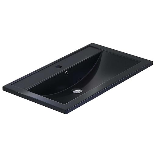 Раковина кварцевая для ванной Uperwood Foster Quartz 80 см, черная матовая, уголь фото 4