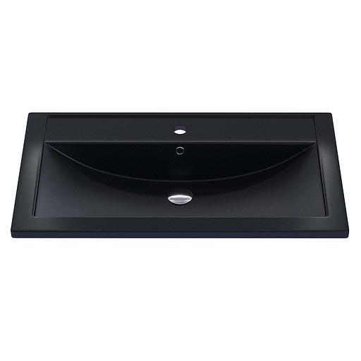 Раковина кварцевая для ванной Uperwood Foster Quartz 80 см, черная матовая, космос фото 3
