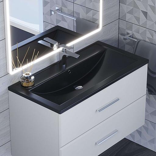 Раковина кварцевая для ванной Uperwood Foster Quartz 90 см, черная матовая, уголь фото 1