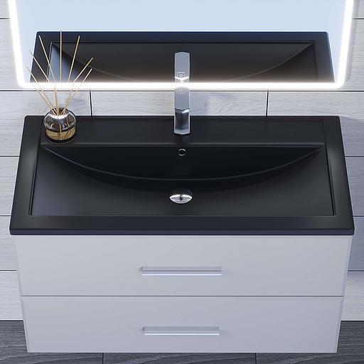 Раковина кварцевая для ванной Uperwood Foster Quartz 90 см, черная матовая, уголь фото 2