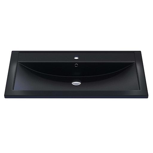 Раковина кварцевая для ванной Uperwood Foster Quartz 90 см, черная матовая, космос фото 3