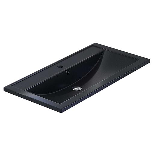 Раковина кварцевая для ванной Uperwood Foster Quartz 90 см, черная матовая, космос фото 4