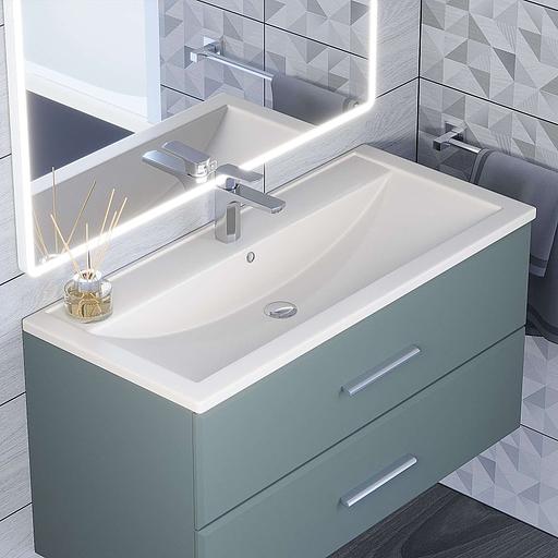 Раковина кварцевая для ванной Uperwood Foster Quartz 100 см, белая матовая, жасмин фото 1