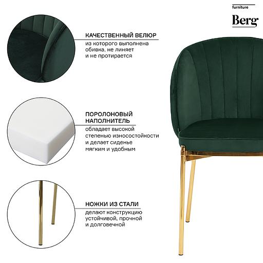 Стул Coral, велюр, зеленый фото 2