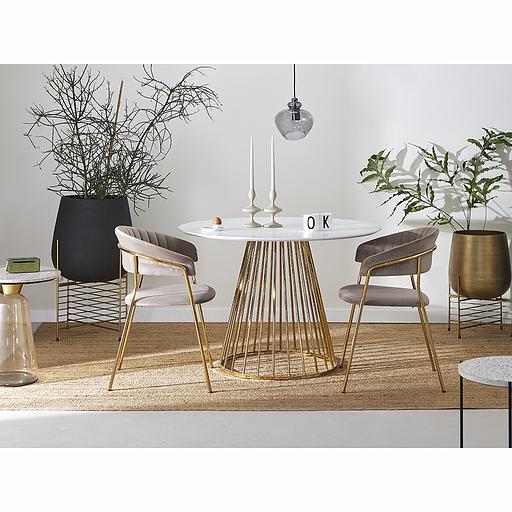 Стол обеденный Tyra, Ø110 см, белый/золотой фото 6