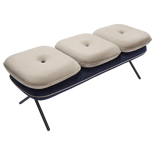 Банкетка Pea, велюр, бежевая/темно-синяя фото 3