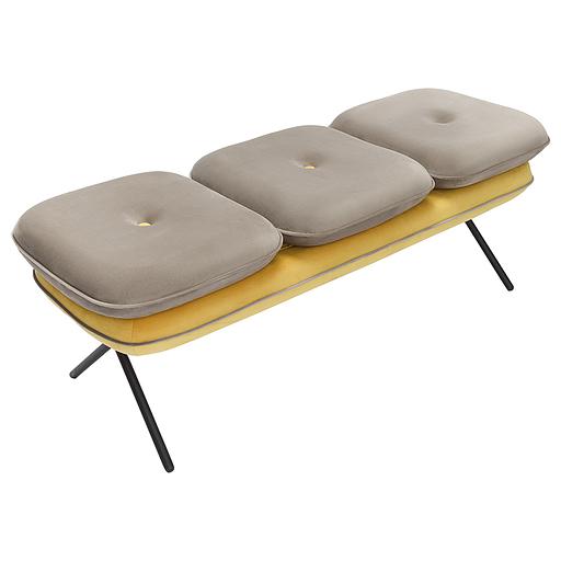 Банкетка Pea, велюр, бежевая/желтая фото 3