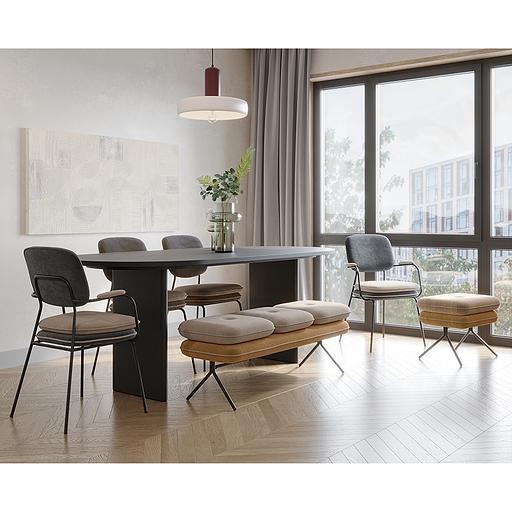 Банкетка Pea, велюр, бежевая/желтая фото 5