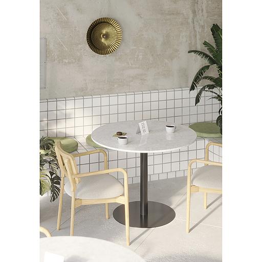 Стол обеденный Trond, Ø100 см, белый мрамор/черный фото 5