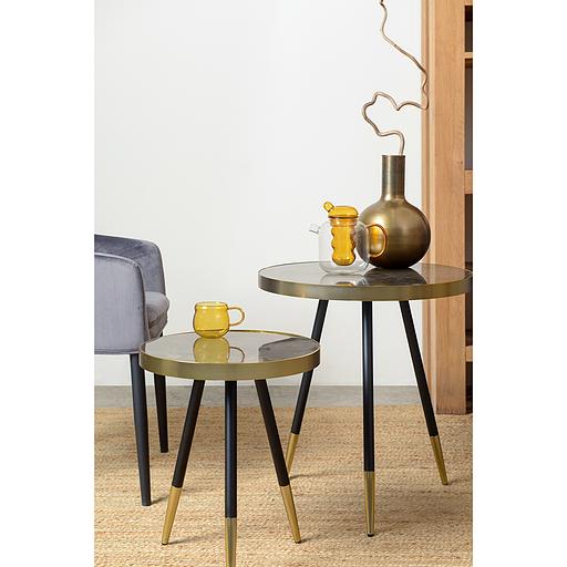 Столик Hedda, Ø40 см, черный/матовое золото фото 2