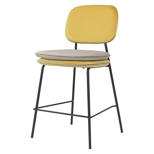 Стул полубарный с контрастным кантом Pea, велюр, желтый/бежевый фото 1