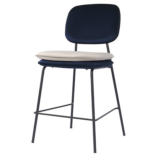 Стул полубарный Pea, велюр, темно-синий/бежевый фото 1