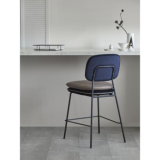 Стул полубарный Pea, велюр, темно-синий/бежевый фото 2