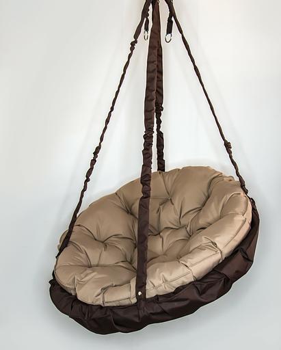 Кресло-гамак круглое - бежевый и коричневый фото 1