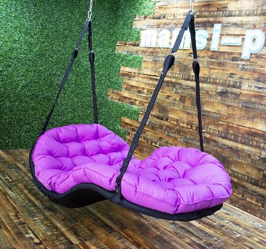 Подвесной шезлонг черный и фуксия фото 2