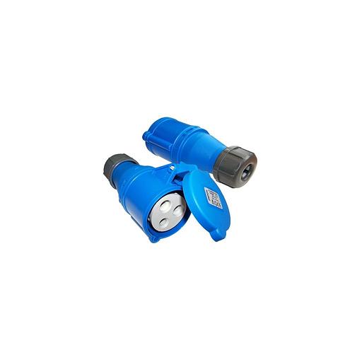 Розетка LanMaster LAN-IEC-309-32A1P/F однофазная мама 32A 250V разборная синий фото 1