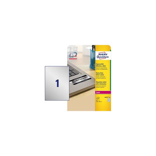 Этикетки Avery Zweckform L6013-20, A4, для лазерной печати, 20л, 198г/м2, серебристый, 297мм х 210мм, 1шт фото 1