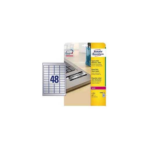 Этикетки Avery Zweckform L6009-20, A4, для лазерной печати, 20л, 198г/м2, серебристый, 21.2мм х 45.7мм, 48шт фото 1