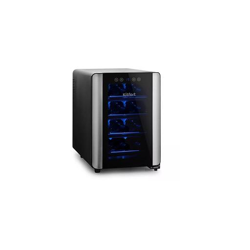 Винный шкаф однокамерный KitFort КТ-2402 вместимость: 12 бутылок, черный/серебристый фото 1