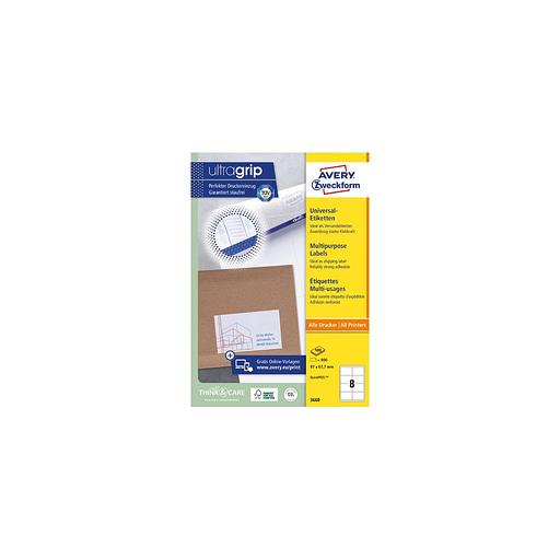Этикетки Avery Zweckform 3660, A4, универсальная, 100л, 70г/м2, белый, 67.7мм х 97мм, 8шт, покрытие матовое фото 1