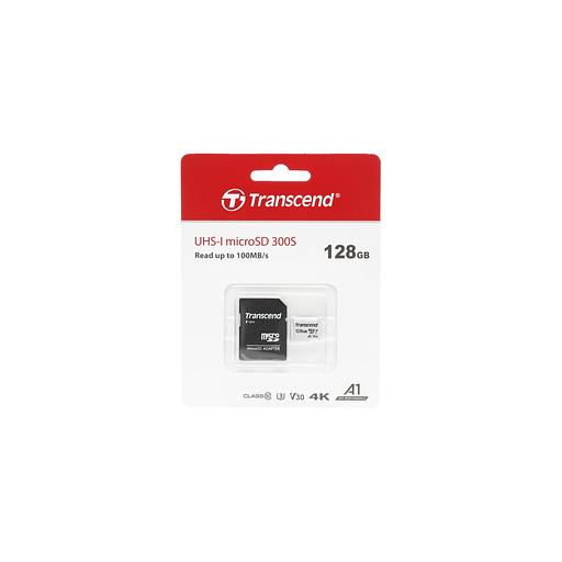 Карта памяти microSDXC UHS-I U3 Transcend 128 ГБ, 100 МБ/с, TS128GUSD300S-A, 1 шт., переходник SD фото 1