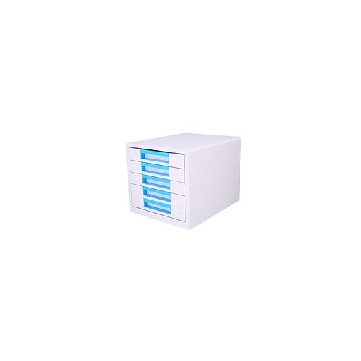 Бокс для документов Deli Rio EZ01033, 5 выдвижных ящиков, 277х344х259, пластик, белый / голубой фото 1