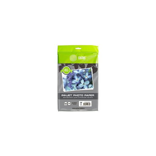 Фотобумага Cactus CS-GA415020ED, A4, для струйной печати, 20л, 150г/м2, белый, покрытие глянцевое фото 1