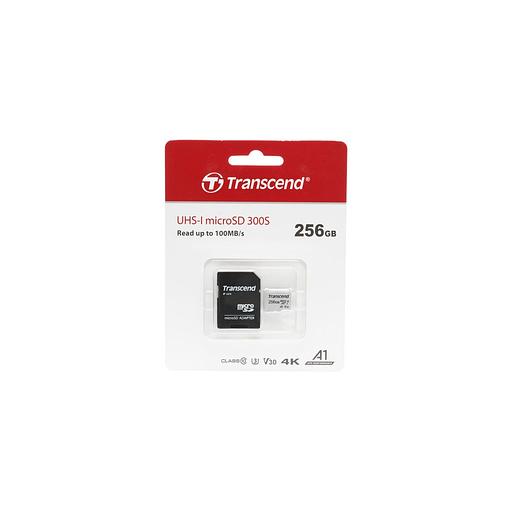 Карта памяти microSDXC UHS-I U3 Transcend 256 ГБ, 100 МБ/с, Class 10, TS256GUSD300S-A, 1 шт., переходник SD фото 1