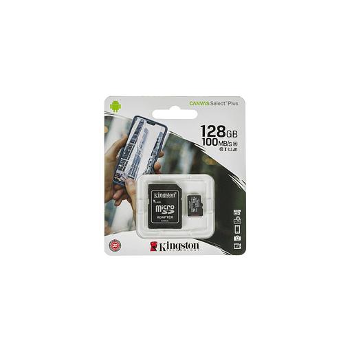 Карта памяти microSDXC UHS-I U1 Kingston Canvas Select Plus 128 ГБ, 100 МБ/с, Class 10, SDCS2/128GB, 1 шт., переходник SD фото 1