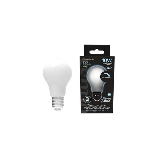 Лампа филаментная GAUSS E27, груша, 10Вт, A60, одна шт. [102202210-d] фото 1