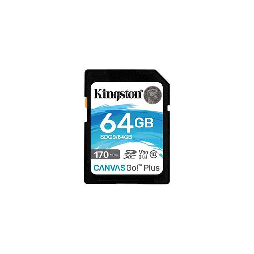 Карта памяти SDXC UHS-I U3 Kingston Canvas Go! Plus 64 ГБ, 170 МБ/с, Class 10, SDG3/64GB, 1 шт., без адаптера фото 1