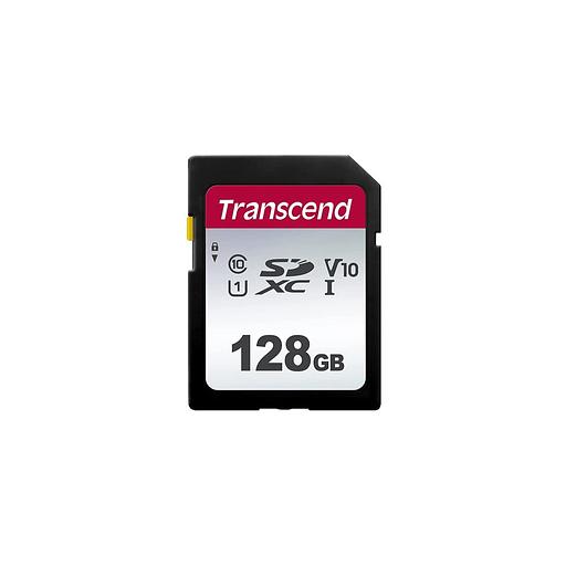 Карта памяти SDXC UHS-I U1 Transcend 128 ГБ, 100 МБ/с, Class 10, TS128GSDC300S, 1 шт., без адаптера фото 1