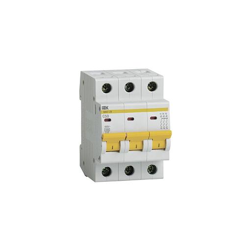 Автоматический выключатель IEK ВА47-29 (MVA20-3-050-C) 50A тип C 4.5кА 3П 400В 3 модуля белый (упак.:1шт) фото 1