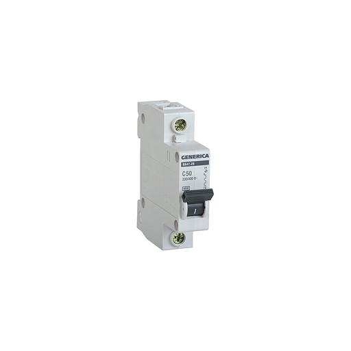 Автоматический выключатель IEK Generica (MVA25-1-050-C) 50A тип C 4.5кА 1П 230/400В 1 модуль серый (упак.:1шт) фото 1