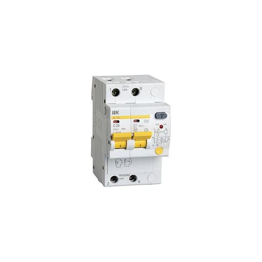 Автоматический выключатель дифф. тока IEK АД12М (MAD12-2-025-C-030) 25A тип C 4.5кА 2П 230В 3 модуля белый (упак.:1шт) фото 1