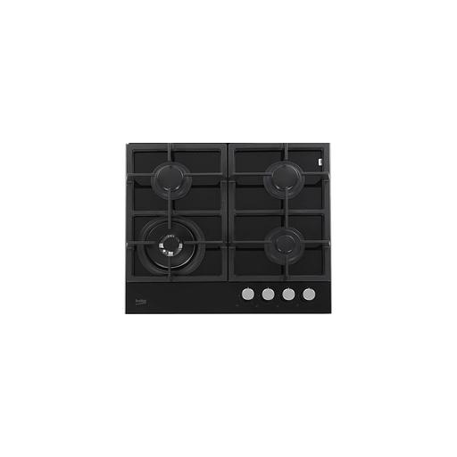Газовая варочная панель Beko HILW 64225 S, 4 конфорки, закаленное стекло, черный фото 1