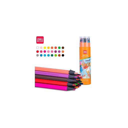 Карандаши Deli 7073-24 7073-24, пластик, 24 цв., ластик, туба пластиковая фото 1