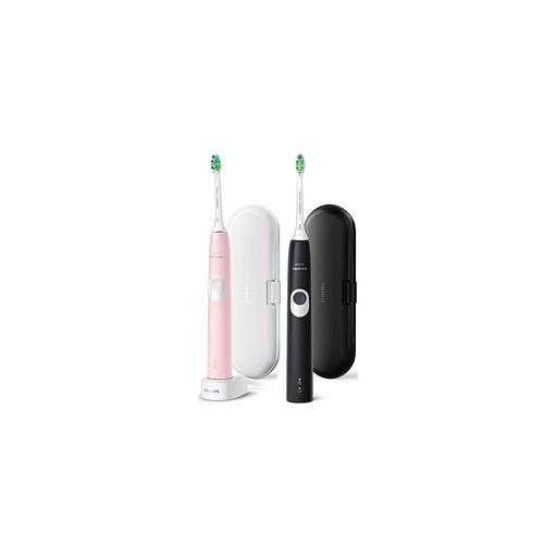 Набор электрических зубных щеток Philips Sonicare ProtectiveClean HX6800/35, с 2 дорожными футлярами, насадки для щётки: 2 шт, цвет: черный и розовый фото 1