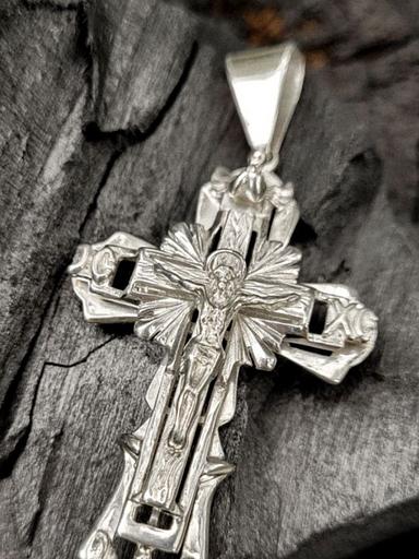 Крест серебряный мужской серебро 925 фото 4