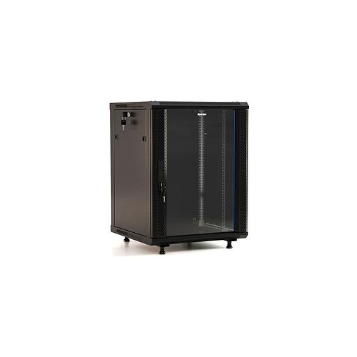 Шкаф коммутационный Hyperline TWB-FC-1866-GP-RAL9004 настенный, стеклянная передняя дверь, 18U, 600x920x600 мм фото 1