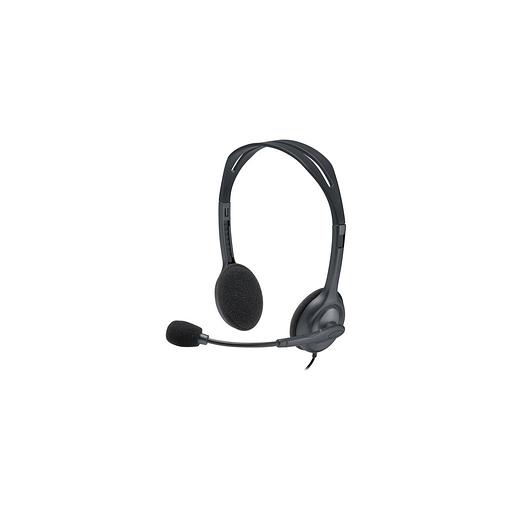 Гарнитура Logitech H111, для контактных центров, накладные, проводные, серый [981-000593] фото 1