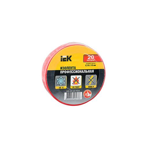 Изолента IEK UIZ-20-10-K04, ширина 19мм, 20м, красный фото 1