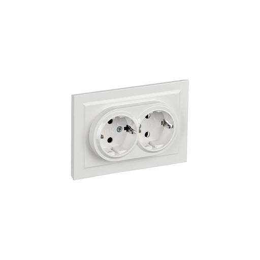 Розетка силовая IEK Brite РС12-3-БрБ, двойная, 2 розетки, скрытая, заземление, IP20, белый [br-r21-16-k01-f] фото 1