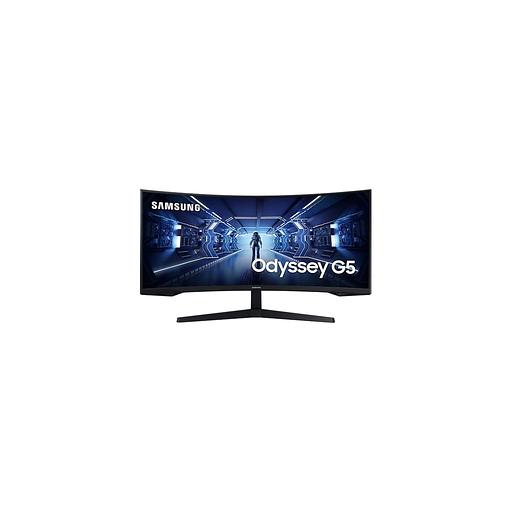 34" Монитор Samsung Odyssey G5 C34G55TWWI, 3440x1440, VA, 165Гц, 1хHDMI, 1хDP, изогнутый, черный [lc34g55twwixci] фото 1