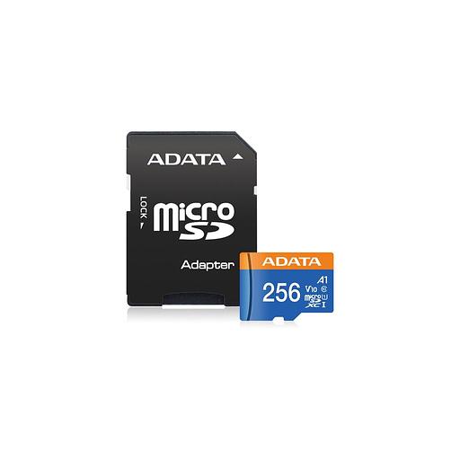 Карта памяти microSDXC UHS-I U1 A-Data Premier Pro 256 ГБ, 100 МБ/с, 10X, Class 10, AUSDX256GUICL10A1-RA1, 1 шт., переходник SD фото 1