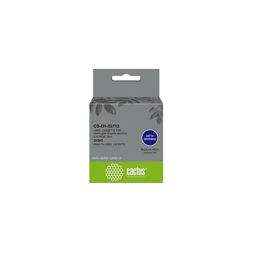 Картридж Cactus CS-D1-53713, 53713, 24мм, черный шрифт, белый фон, 7м ( CS-D1-53713 фото 1