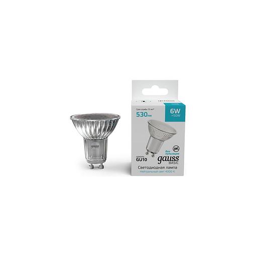 Лампа LED GAUSS GU10, софит, 6Вт, 10106262, одна шт. фото 1
