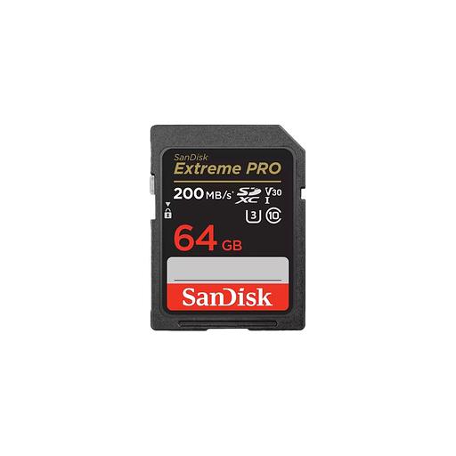 Карта памяти SDXC UHS-I U3 Sandisk Extreme Pro 64 ГБ, 200 МБ/с, Class 10, SDSDXXU-064G-GN4IN, 1 шт., без адаптера фото 1